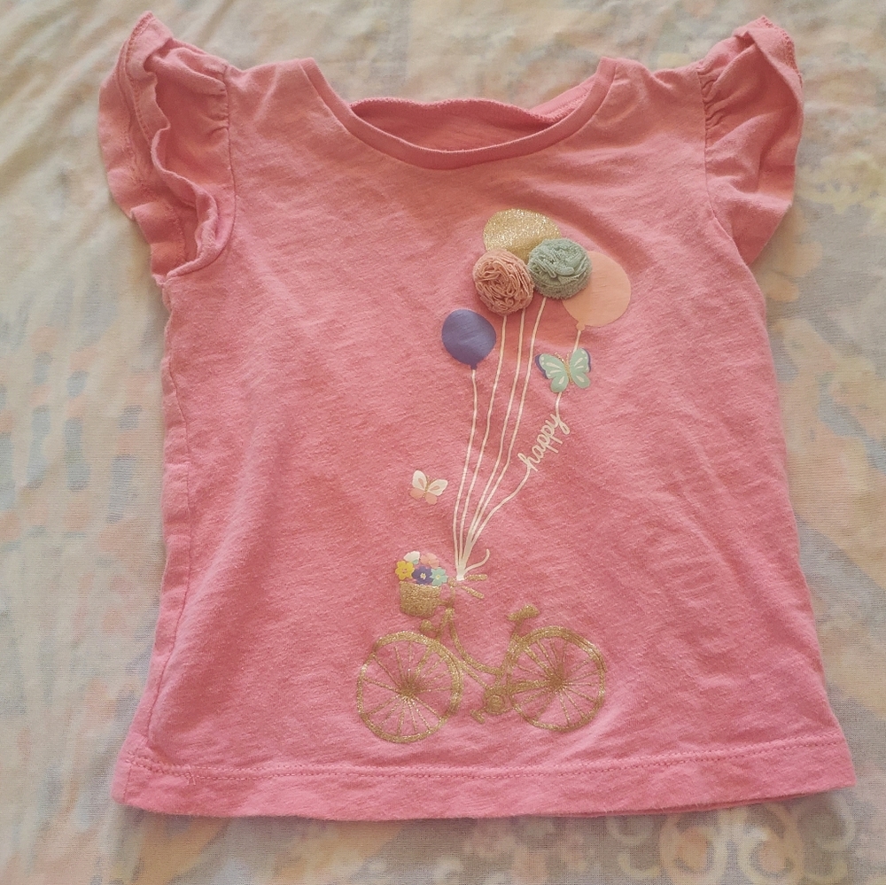 Carters Girls Pink Pompom Shirt